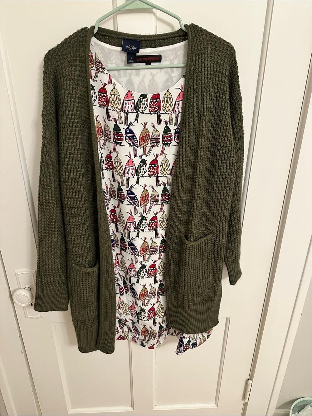BUNDLE Boutique Birds Dress Pockets & Daytrip Olive open cardigan